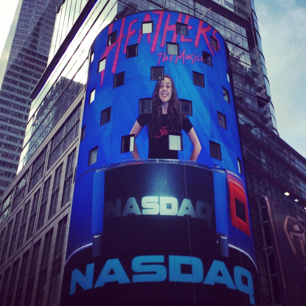 rachel on a building